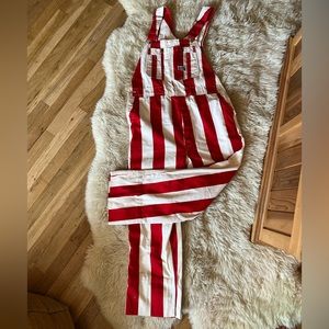 Vintage 1970s Big Smith red and white overalls